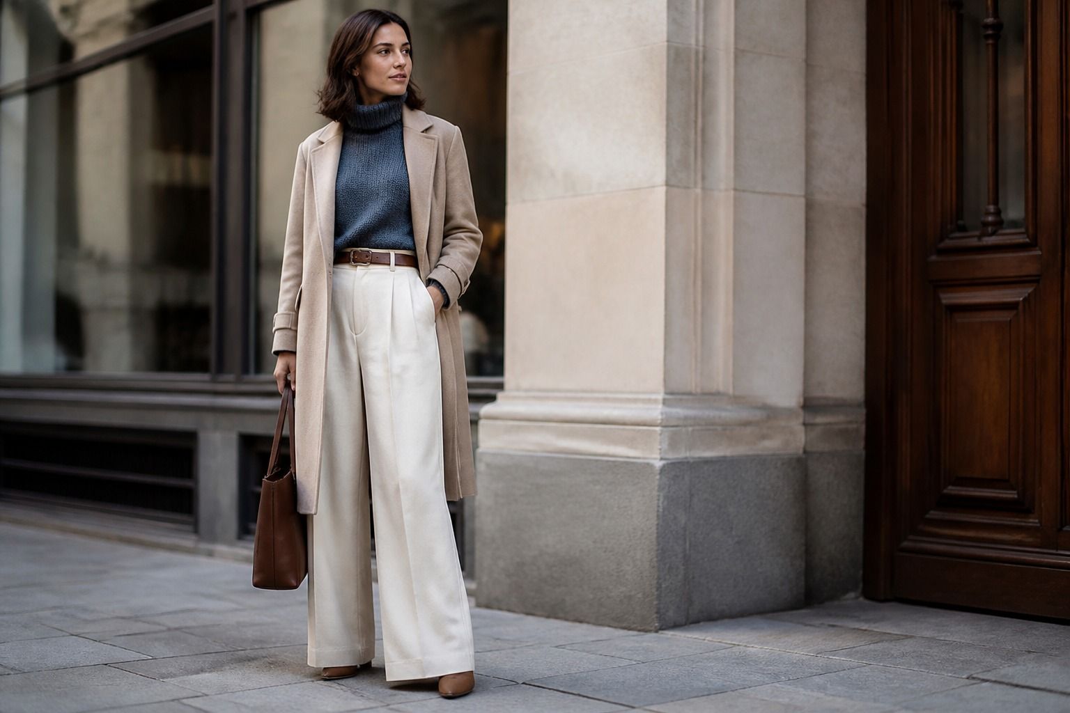 Clothing proportions shown with layered everyday outfits